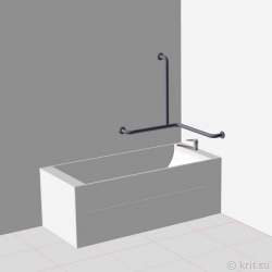 Опорный поручень для ванны трёхопорный, левый, миниатюра