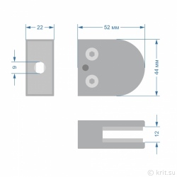  Стеклодержатель штампованный к плоскости, Держатель стекла крепления к плоскости, под толщину листового материала 8 мм, схема, миниатюра