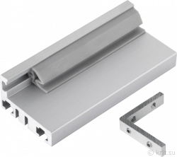 Комплект алюминиевого анодированного L-образного профиля с уплотнителем 5,3 м, 4 угловых закладных для дверной коробки стеклянной двери, миниатюра